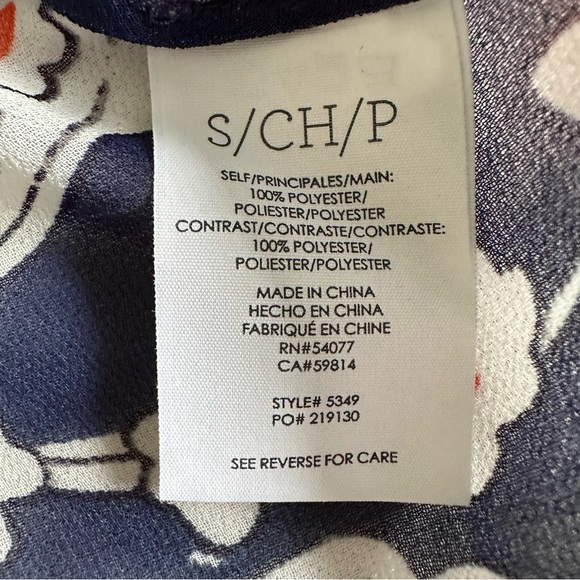 Cabi #5349 Navy Floral Paisley Peplum Striped Sheer Ruffle Pleated Top Sz S Boho - Picture 8 of 9